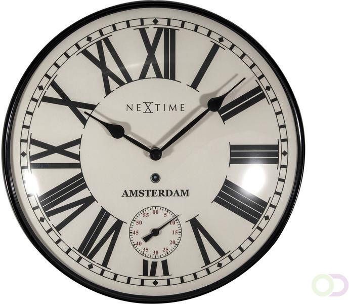 NeXtime Wandklok Amsterdam Dome ÃË30 metaal zwart